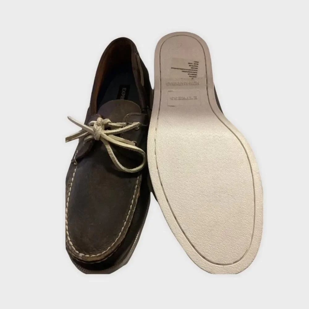 NWT Express Men's Brown Leather Moccasin Loafers